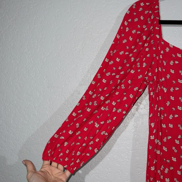 New Sanctuary Red Wildflower Floral Cilia Long Sleeve‎ Mini Dress 8 - Picture 3 of 7